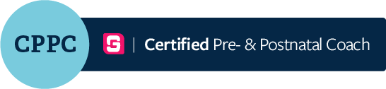 Logo for CPPC (Certified Pre- & Postnatal Coach) featuring a circular blue emblem with the text 'CPPC' and a pink symbol.